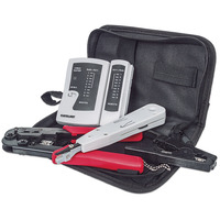 Intellinet 4-Piece Network Tool Kit,  4 Tool Network Kit Composed of LAN Tester,  LSA punch down tool,  Crimping Tool and Cut and Stripping tool
