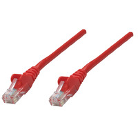 Intellinet Network Patch Cable,  Cat5e,  0.25m,  Red,  CCA,  SF/UTP,  PVC,  RJ45,  Gold Plated Contacts,  Snagless,  Booted,  Polybag