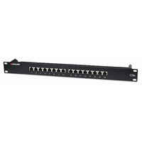 Intellinet Patch Panel,  Cat5e,  FTP,  16-Port,  1U,  Shielded,  90&176; Top-Entry Punch Down Blocks,  Black