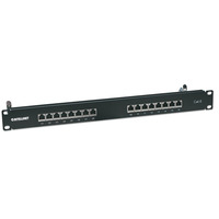 Intellinet Patch Panel,  Cat6,  FTP,  16-Port,  1U,  Shielded,  90&176; Top-Entry Punch-Down Blocks,  Black