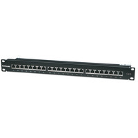 Intellinet Patch Panel,  Cat6,  FTP,  24-Port,  1U,  Shielded,  90&176; Top-Entry Punch-Down Blocks,  Black
