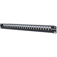 Intellinet Patch Panel,  Cat6,  FTP,  24-Port,  1U,  Shielded,  Locking Function,  Top Entry Punch Down,  Black & Silver