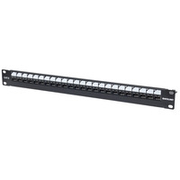 Intellinet Patch Panel,  Cat6,  UTP,  24 Port,  1U,  Locking Function,  Top Entry Punch Down,  Black
