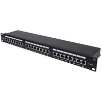 Intellinet Patch Panel,  Cat6a,  FTP,  24-Port,  1U,  Shielded,  90&176; Top-Entry Punch Down Blocks,  Black