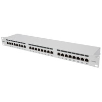 Intellinet Patch Panel,  Cat6a,  FTP,  24-Port,  1U,  Shielded,  90&176; Top-Entry Punch Down Blocks,  Grey