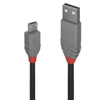 Lindy Anthra Line USB cable 3 m USB 2.0 USB A Micro-USB B Black,  Grey