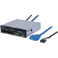 Manhattan 3.5"" Bay Mount Expansion Panel,  1x USB-A port,  Multi-Card Reader/Writer 48-in-1,  5 Gbps (USB 3.2 Gen1 aka USB 3.0),  Black,  Box