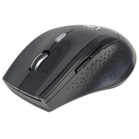 Manhattan Curve Wireless Mouse,  Black,  Adjustable DPI (800,  1200 or 1600dpi),  2.4Ghz (up to 10m),  USB,  Optical,  Five Button with Scroll Wheel,  USB micro receiver,  2x AAA batteries (included),  Full size,  Low friction base,  Blister