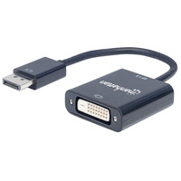 Manhattan DisplayPort 1.2a to DVI-D 24+1 Adapter Cable,  23cm,  Male to Female,  10.8 Gbps,  Active,  1920x1080@60Hz,  Black,  Polybag