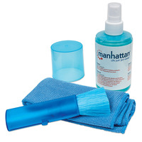Manhattan LCD Cleaning Kit,  Alcohol-free,  Includes Cleaning Solution,  Brush and Microfibre Cloth