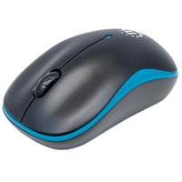 Manhattan Success Wireless Mouse,  Black/Blue,  1000dpi,  2.4Ghz (up to 10m),  USB,  Optical,  Three Button with Scroll Wheel,  USB micro receiver,  AA battery (included),  Low friction base,  Blister