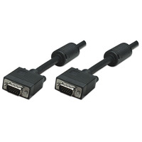Manhattan SVGA Monitor Cable with Ferrite Cores,  HD15,  10m,  Male to Male,  Shielded with Ferrite Cores,  Black,  Polybag