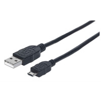 Manhattan USB-A to Micro-USB Cable,  0.5m,  Male to Male,  480 Mbps (USB 2.0),  Black,  Polybag