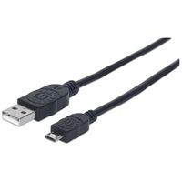 Manhattan USB-A to Micro-USB Cable,  3m,  Male to Male,  480 Mbps (USB 2.0),  Black,  Polybag