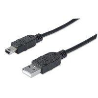 Manhattan USB-A to Mini-USB Cable,  1.8m,  Male to Male,  480 Mbps (USB 2.0),  Black,  Polybag