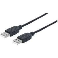 Manhattan USB-A to USB-A Cable,  0.5m,  Male to Male,  480 Mbps (USB 2.0),  Black,  Polybag