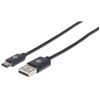 Manhattan USB-C to USB-A Cable,  50cm,  Male to Male,  480 Mbps (USB 2.0),  Black,  Polybag