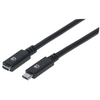 Manhattan USB-C to USB-C Extension Cable,  50cm,  Male to Female,  10 Gbps (USB 3.2 Gen2),  5A,  Black,  Polybag