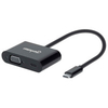 Manhattan USB-C to USB-C (with Power Delivery) and VGA Converter Cable,  1080p,  Thunderbolt 3 compatible,  19.5cm,  Male to Female,  Black,  Box