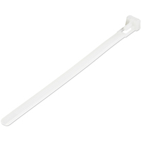 StarTech.com 100 Pack 6"" Reusable Cable Ties - White Medium Releasable Nylon/Plastic Zip Tie - Resealable Adjustable Electrical/Network Cable Wraps/-40 to +85C Temp/94V-2 Fire & UL Rated TAA