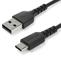 StarTech.com 1m USB A to USB C Charging Cable - Durable Fast Charge & Sync USB 2.0 to USB Type C Data Cord - Rugged TPE Jacket Aramid Fiber M/M 60W Black - Samsung S10,  iPad Pro,  Pixel