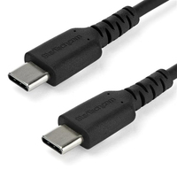 StarTech.com 1m USB C Charging Cable - Durable Fast Charge & Sync USB 3.1 Type C to USB C Laptop Charger Cord - TPE Jacket Aramid Fiber M/M 60W Black - Samsung S10 S20 iPad Pro MS Surface