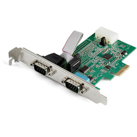 StarTech.com 2-port PCI Express RS232 Serial Adapter Card - PCIe RS232 Serial Host Controller Card - PCIe to Dual Serial DB9 Card - 16950 UART - Expansion Card - Windows,  macOS,  Linux