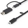 StarTech.com 3ft (1m) USB-C Cable with USB-A Adapter Dongle - Hybrid 2-in-1 USB C Cable w/ USB-A - USB-C to USB-C (10Gbps/100W PD),  USB-A to USB-C (5Gbps) - Ideal for Hybrid Docking Station