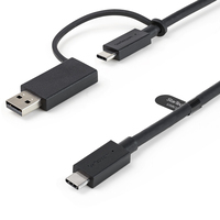 StarTech.com 3ft (1m) USB-C Cable with USB-A Adapter Dongle - Hybrid 2-in-1 USB C Cable w/ USB-A - USB-C to USB-C (10Gbps/100W PD),  USB-A to USB-C (5Gbps) - Ideal for Hybrid Docking Station