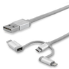 StarTech.com 6.6 ft. (2 m) USB Multi-Charging Cable - Lightning,  USB-C,  Micro-USB