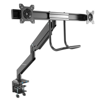 StarTech.com Desk Mount Dual Monitor Arm with USB & Audio - Slim Full Motion Adjustable Dual Monitor VESA Mount for up to 32"" Displays - Ergonomic Articulating - C-Clamp/Grommet