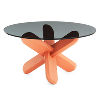 Ding Table With Smoked Glass and Coral Legs