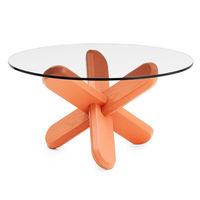 Ding Table With Transparent Glass and Coral Legs