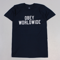 Obey Corner Block T Shirt Navy