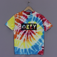 Obey Dive Bar T Shirt Rainbow Spiral