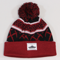 Penfield Axe Fairisle Bobble Beanie Burgundy