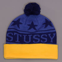 Stussy Retro Star Pom Beanie Blue