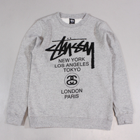 Stussy World Tour Crew Grey