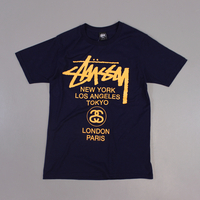 Stussy World Tour T Shirt Navy