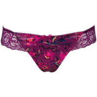 Floral Print Thong - Grape