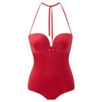 Retro Button Swimsuit - Red