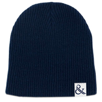 Edge and Wax Flip Long Beanie In Navy Blue