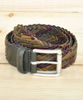 Woven Leather Belt Brown/Green