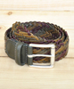 Woven Leather Belt Brown/Green