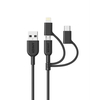 ANKER PowerLine II 3-in-1 (Lightning,  Type-C,  Micro) Cable (0.9M) A8436H11 - Black