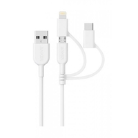 ANKER PowerLine II 3-in-1 (Lightning,  Type-C,  Micro) Cable (0.9M) A8436H21 - White
