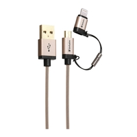 Verbatim Sync & Charge 2 in 1 Micro USB and Lightning Cable (0.3m) 64968 - Gold