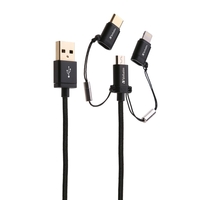 Verbatim Sync & Charge 3 in 1 Micro USB / Lightning / Type C Cable (1.2m) 65385 - Black
