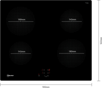 NEFF T36CA50X1U 60cm 4 Zone Induction Hob,  Front Touch Control,  Black