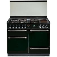 Rangemaster RMS110DFFBL/SDC 110cm Dual Fuel Range Cooker,  Black with Chrome Trim